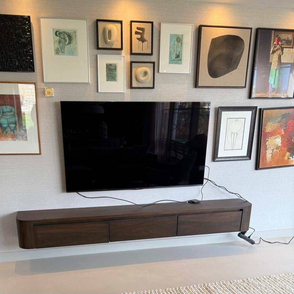 Japandi TV meubels walnoot 180/240 cm | Echt hout | Geen MDF, Ophalen, Nieuw, 200 cm of meer, Minder dan 100 cm