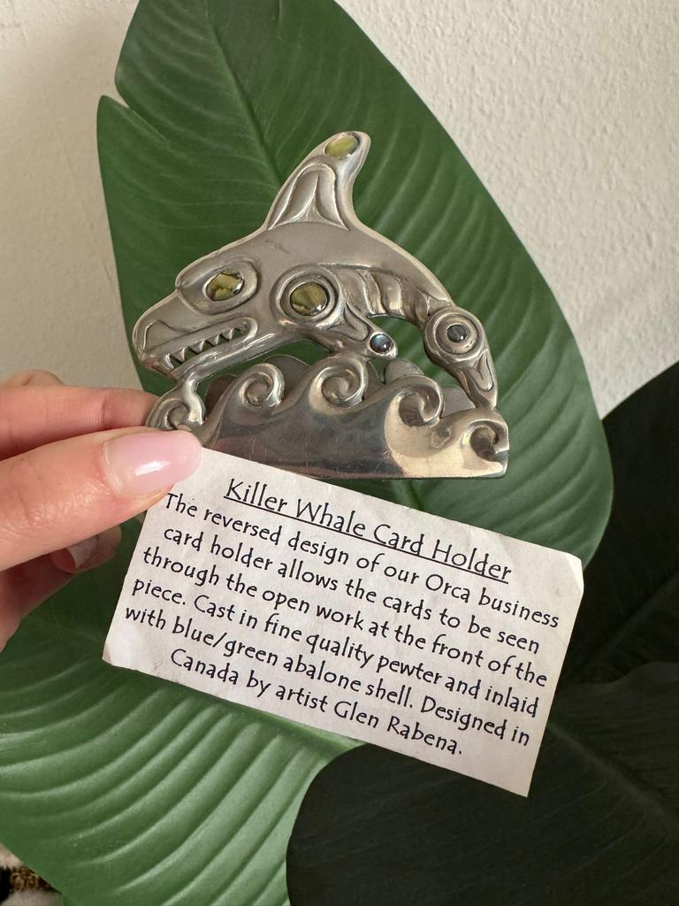 Watermark Pewter shark Card Holder By Glen Rabena Vintage, Ophalen of Verzenden