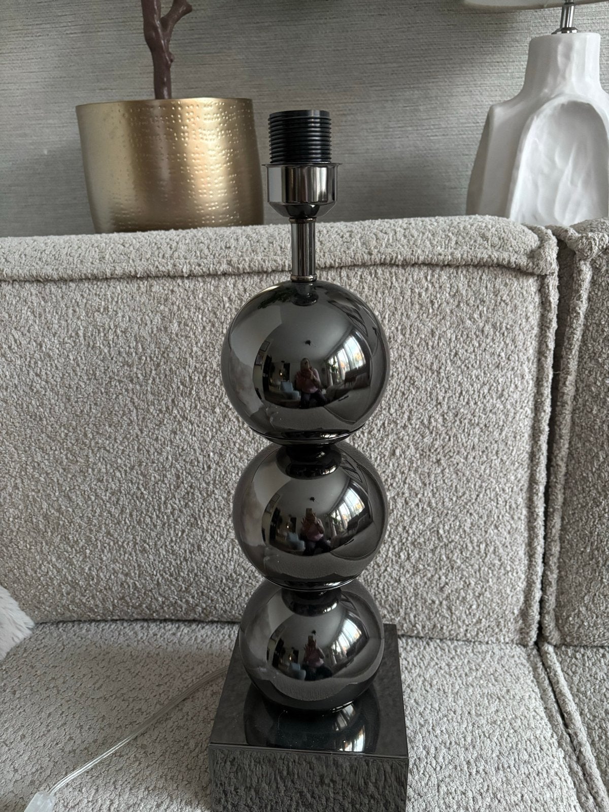 Moderne tafellamp met 3 bollen, 49 cm hoog, Gebruikt, Overige kleuren, Modern, E27 (groot)