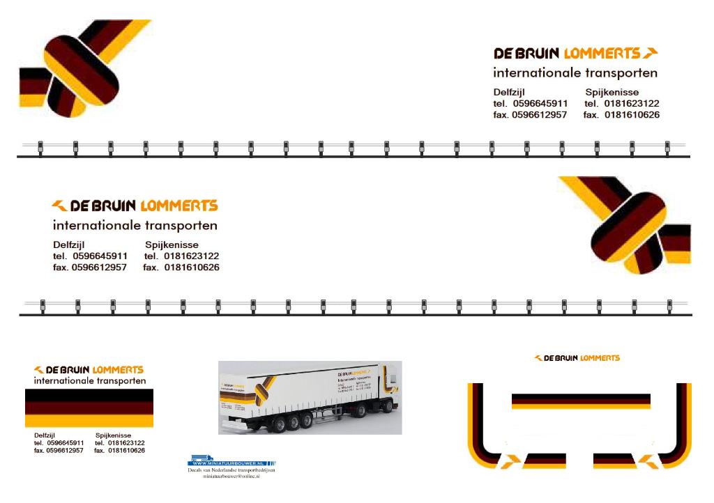 Vrachtauto decal 1:50 De Bruin Lommerts Delfzijl ( trailer, Hobby en Vrije tijd, Modelauto's | 1:50, Verzenden, Nieuw, Bus of Vrachtwagen