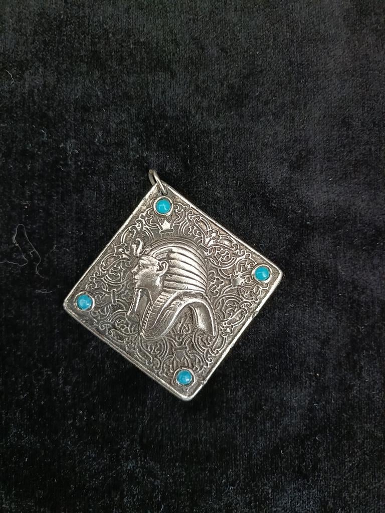 Egyptische hanger met turquoise steentjes, Overige materialen, Gebruikt, Overige voorstellingen, Ophalen of Verzenden