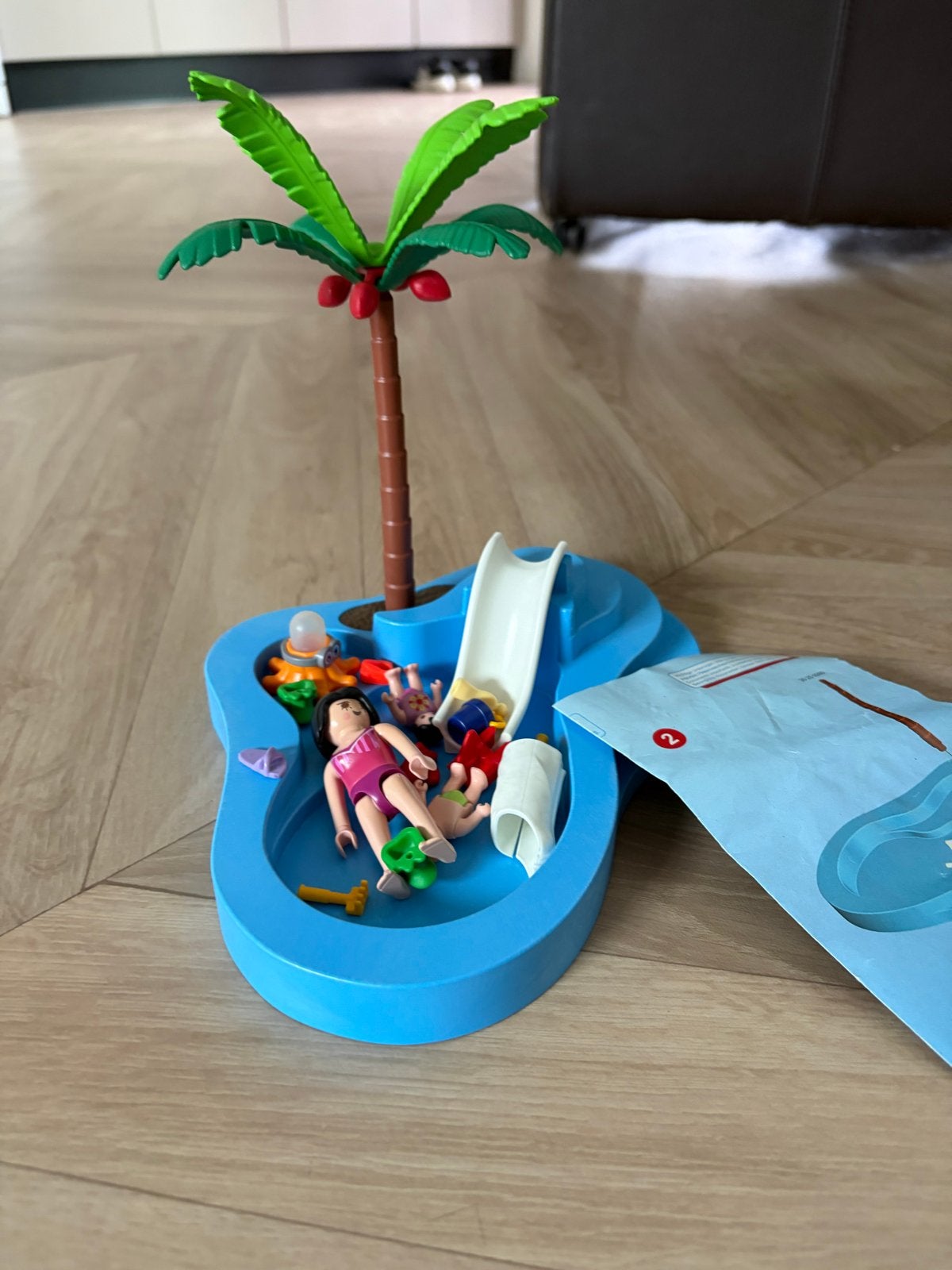Playmobil Zwembad met glijbaan en palmboom, Complete set, Overige typen, Ophalen of Verzenden, Zo goed als nieuw