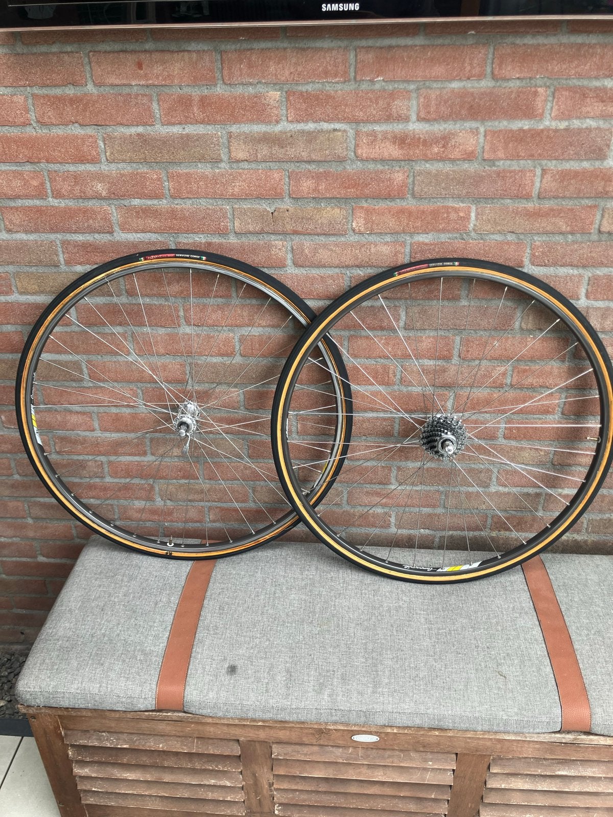 Vintage Campagnolo tubewielen met Clement Paris-Roubaix, Fietsen en Brommers, Gebruikt, Aluminium, Racefiets, Ophalen