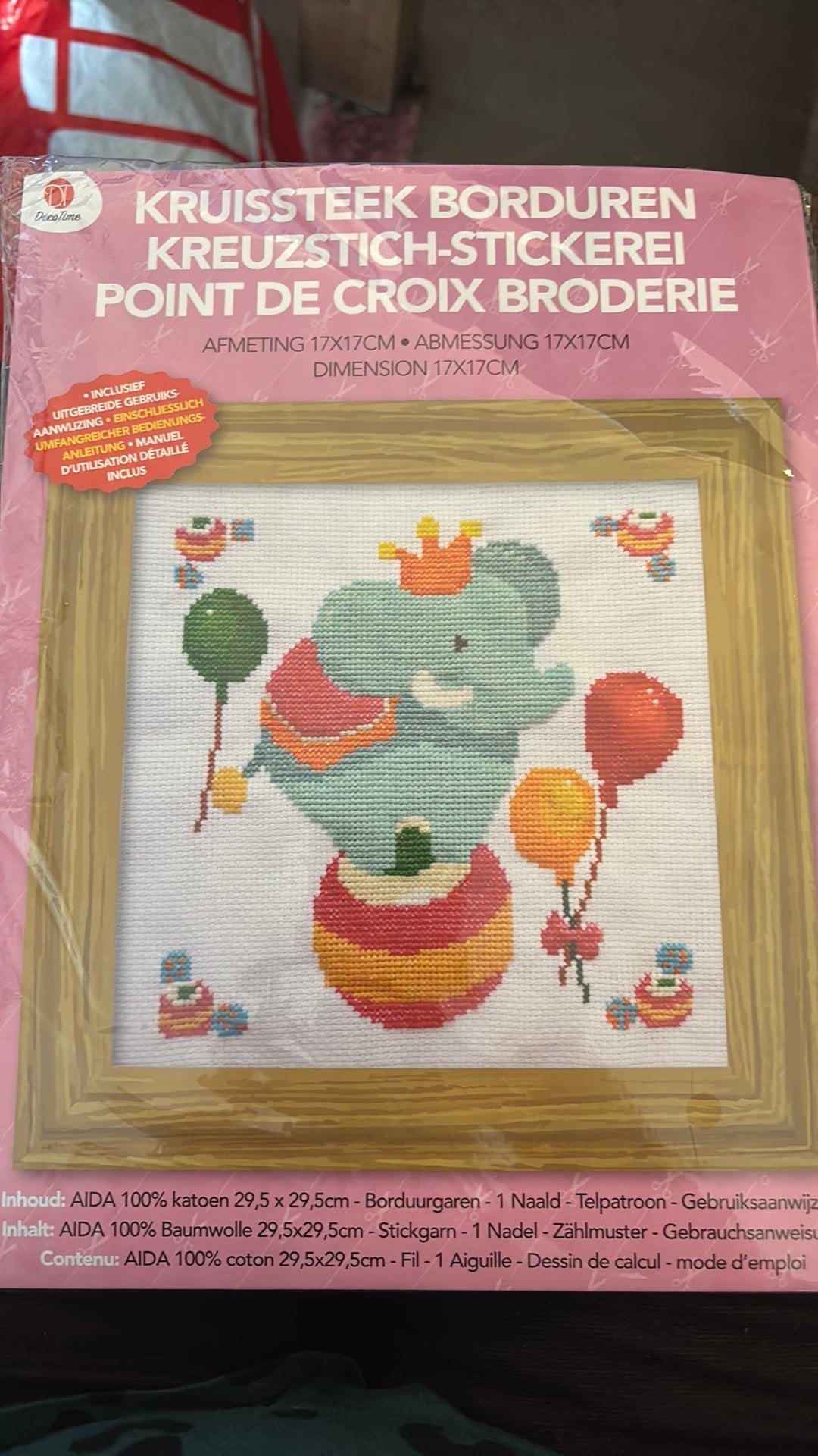 Kruissteek borduursetje olifant voor beginners, Ophalen, Nieuw