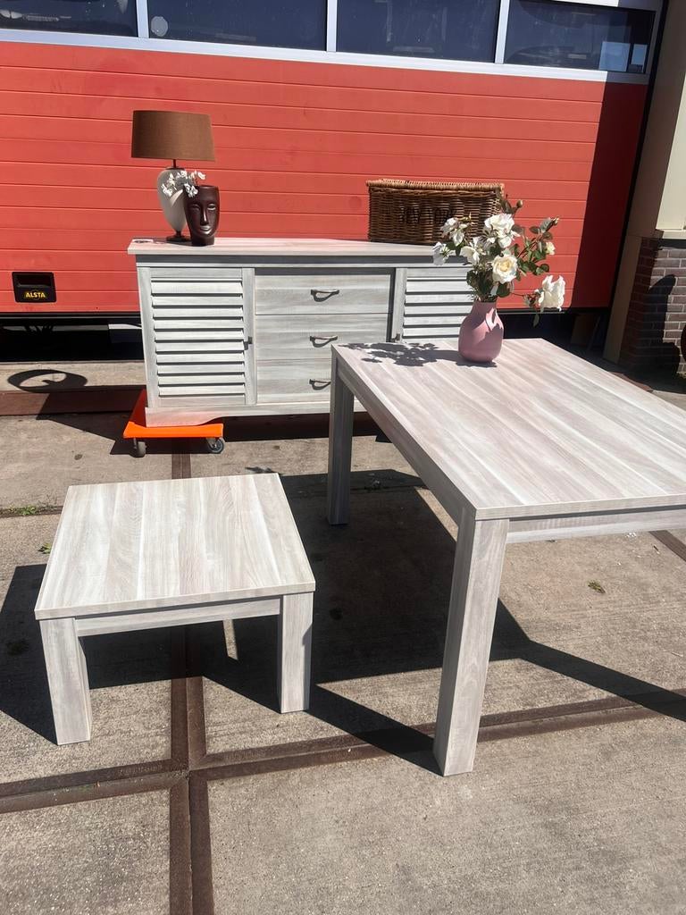 Complete meubelset dressoir + eettafel + salontafel, Tuin en Terras, Tuinsets en Loungesets, Eettafel, B, Ophalen of Verzenden