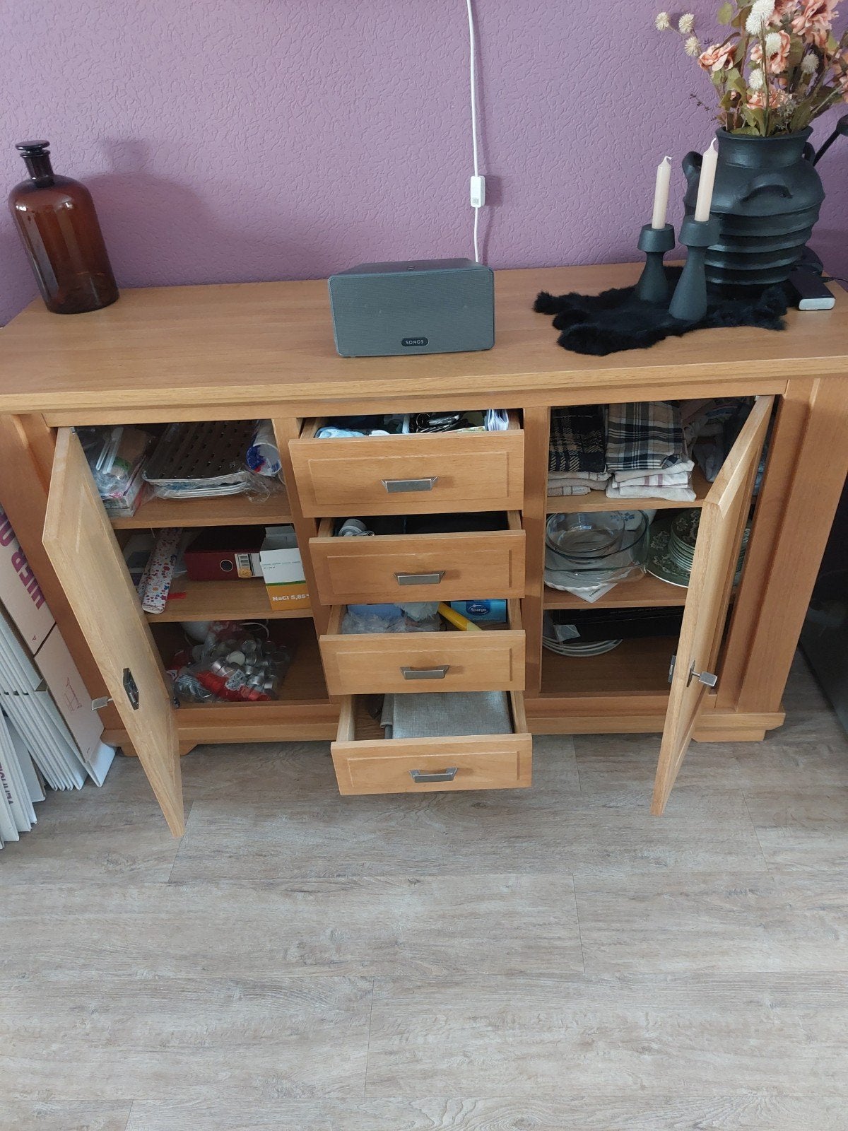 Dressoir licht eiken, Ophalen, Met deur(en), 150 tot 200 cm, Eikenhout