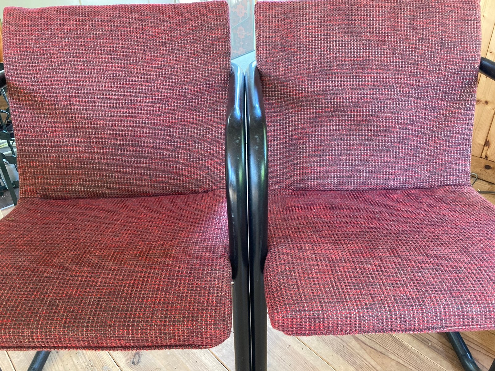 4 vintage stoelen, metalen frame, stoel, opknappers, Ophalen, Gebruikt, Zwart, Vier