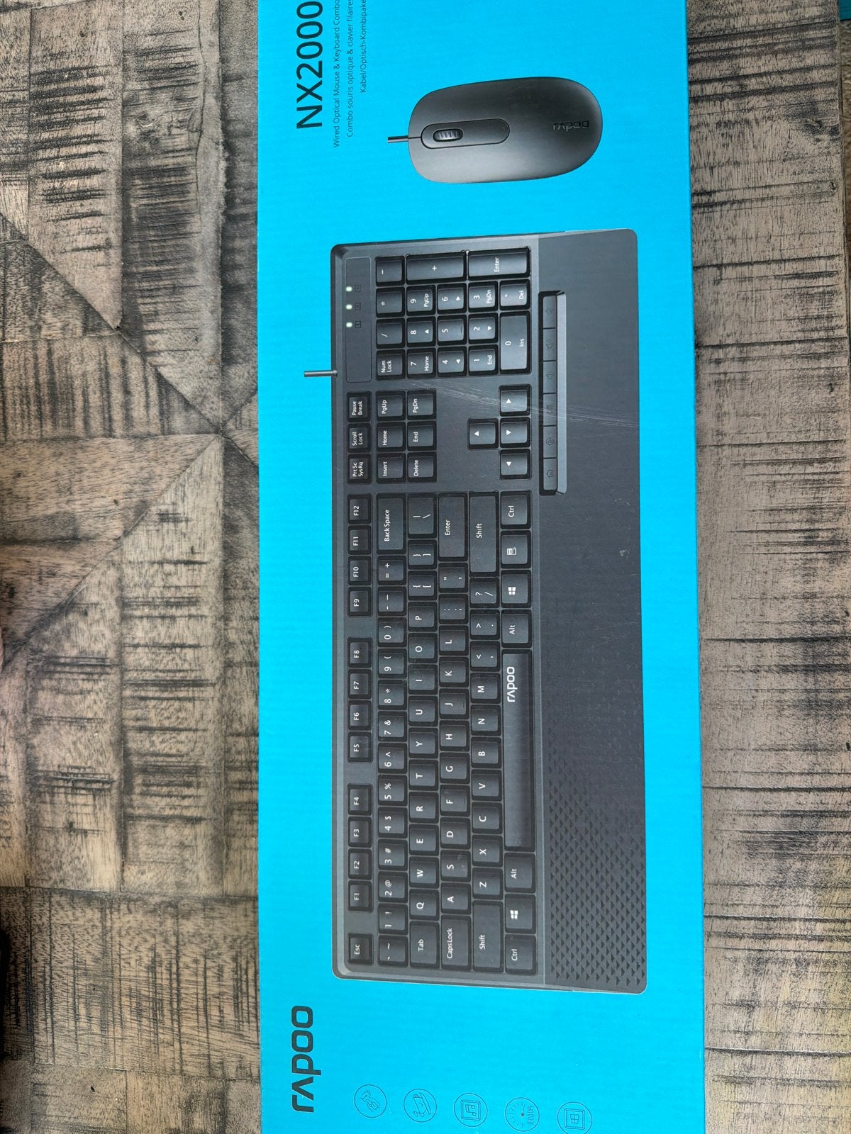Rapoo NX2000 Bedraad Toetsenbord en Muis Combo, Computers en Software, Nieuw, Ophalen of Verzenden, Qwerty, Numeriek gedeelte