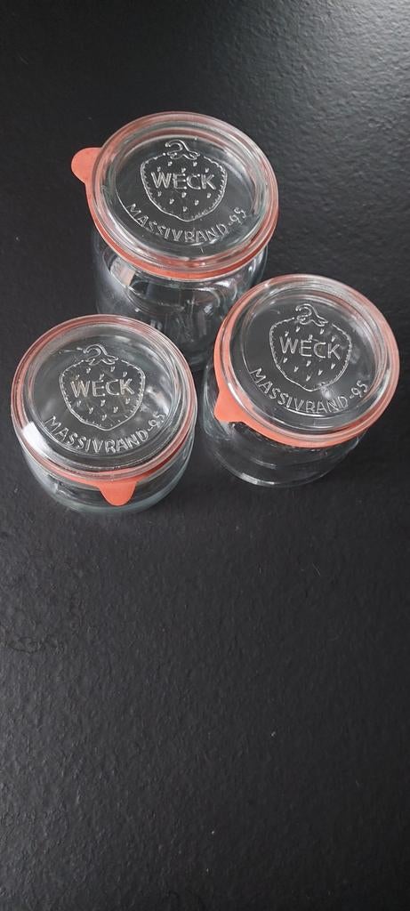 Set van 3 Weckpotten - Inmaakpotten met Glazen Deksel, Glas, Ophalen of Verzenden, Zo goed als nieuw, Voorraadpot