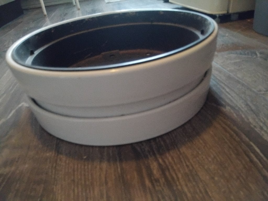 Grote lage bloempot met afwatering en binnenpot ikea, Tuin en Terras, Rond, Minder dan 40 cm, Aardewerk, Ophalen