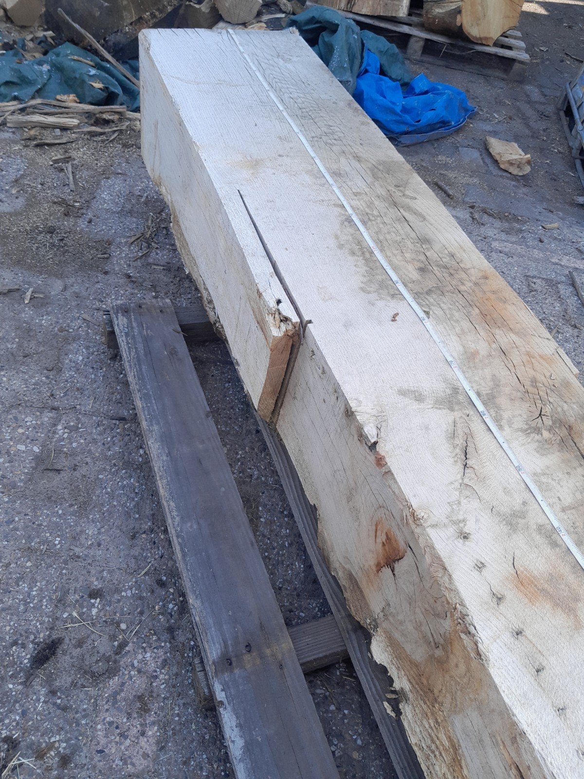 Grote Eiken Balk - Robuust en Onbehandeld, Doe-het-zelf en Verbouw, Ophalen, Gebruikt, Eiken, Balk