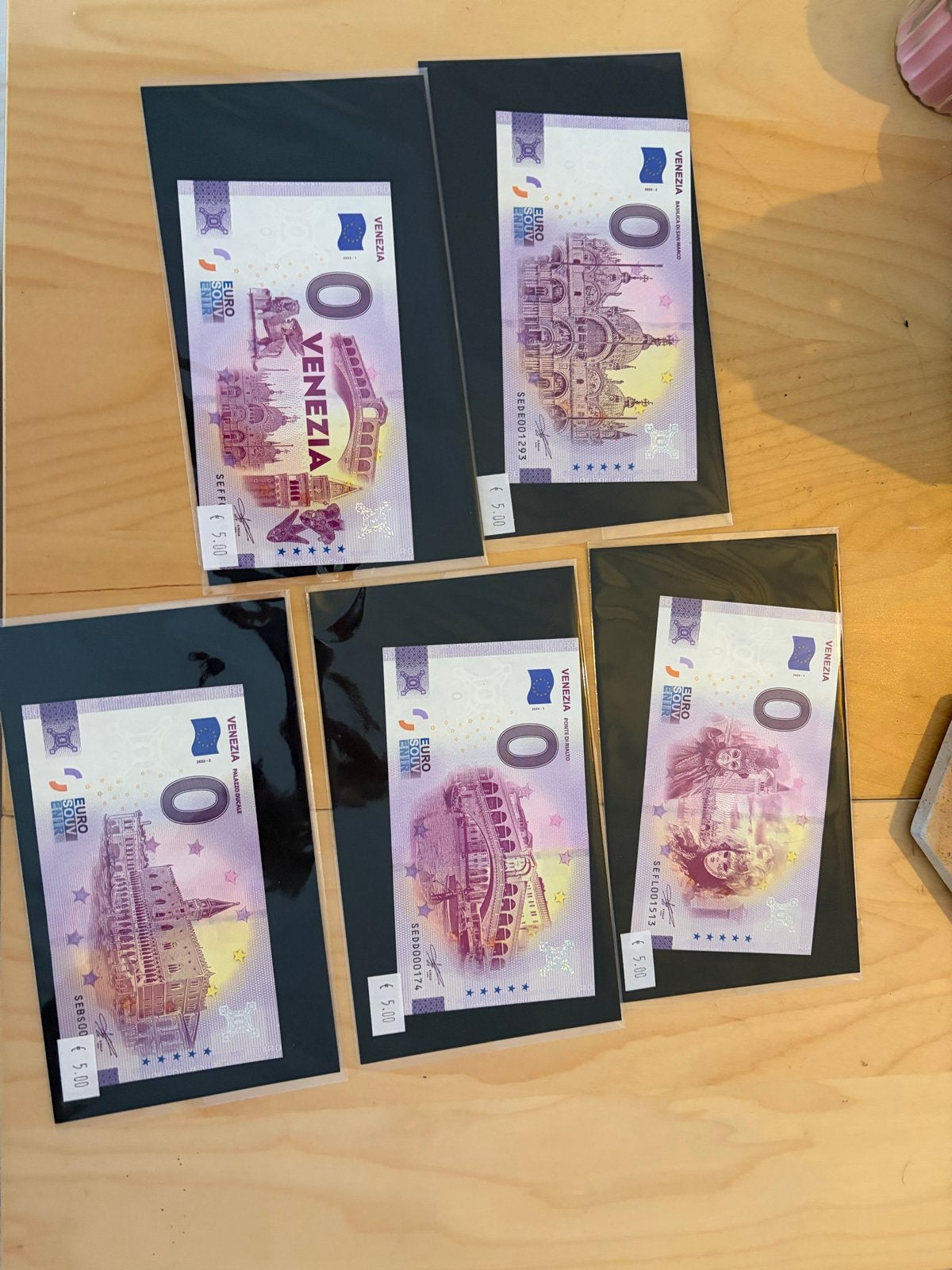 0 Euro biljetten Venetië - Set van 5 verschillende, Ophalen of Verzenden, Italië, Setje