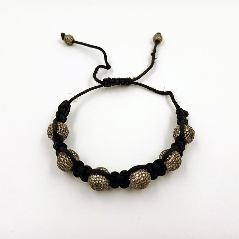 Shamballa zirkonia armband, Ophalen of Verzenden, Gebruikt, Zilver, Met bedels of kralen