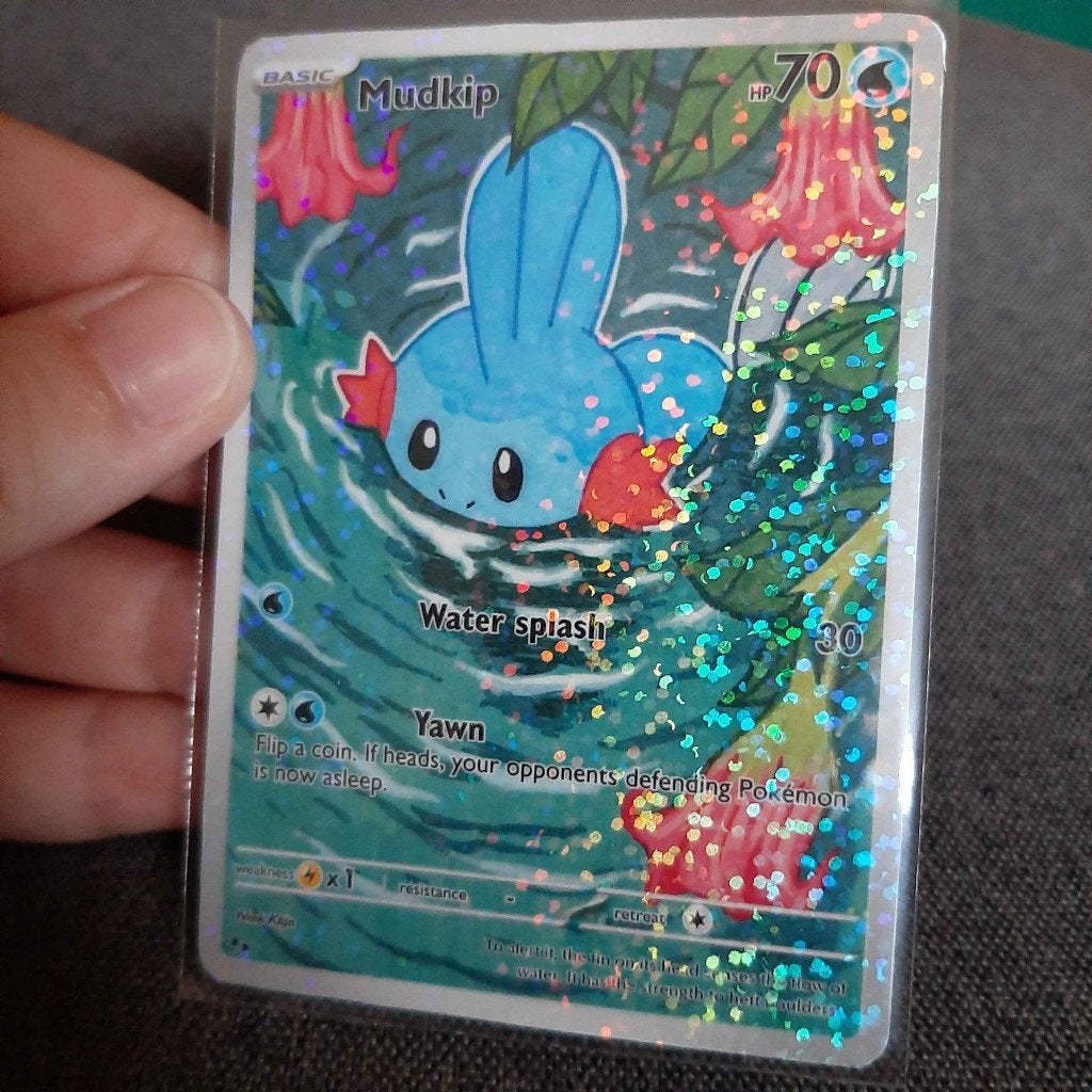 Mudkip zelfgemaakte kaart pokemon, Ophalen of Verzenden, Zo goed als nieuw, Losse kaart, Foil