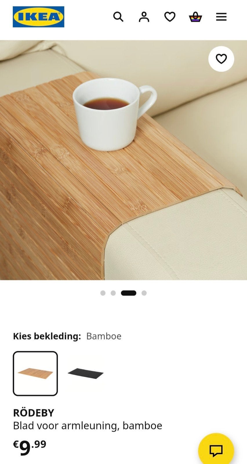 IKEA RÖDEBY Blad voor armleuning, bamboe - Nieuw, Ophalen, Nieuw, Natuurlijk materiaal, Scandinavisch