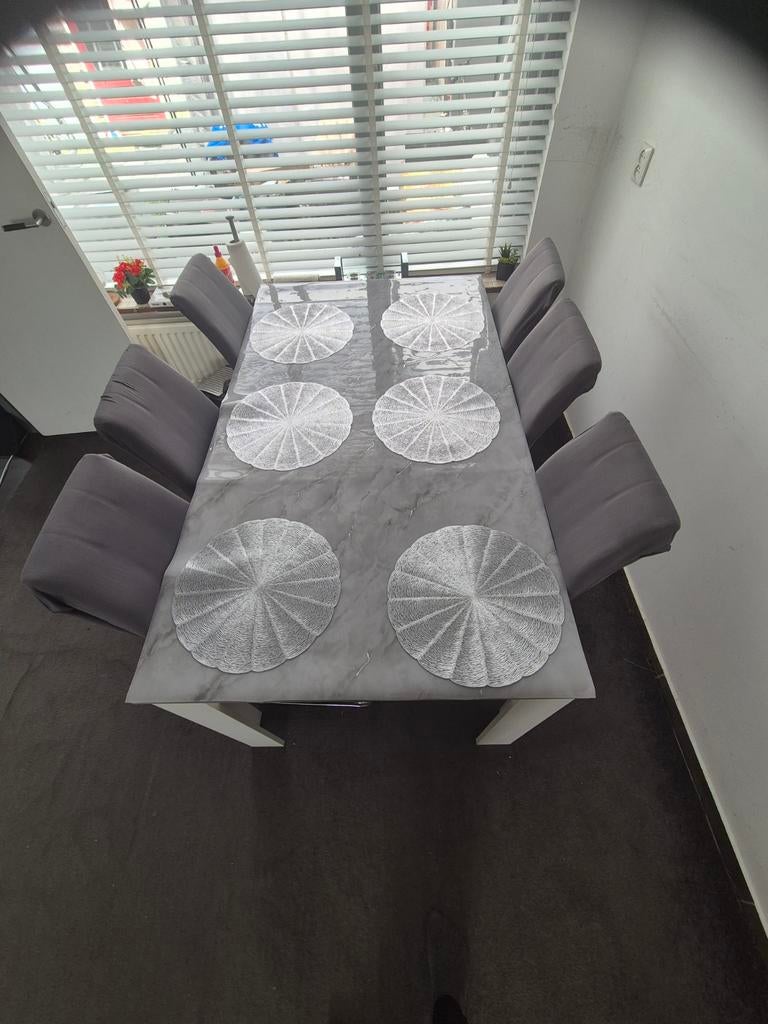 Eettafel zo goed als nieuw met 6 stoelen, Zo goed als nieuw, Vijf personen of meer, Rechthoekig, 50 tot 100 cm
