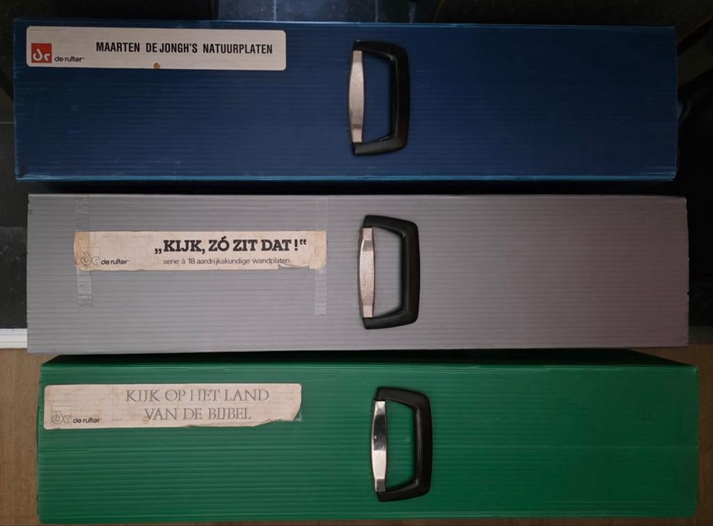 Kijk op het land van de Bijbel - 18 schoolplaten + opbergbox, Ophalen, Gebruikt