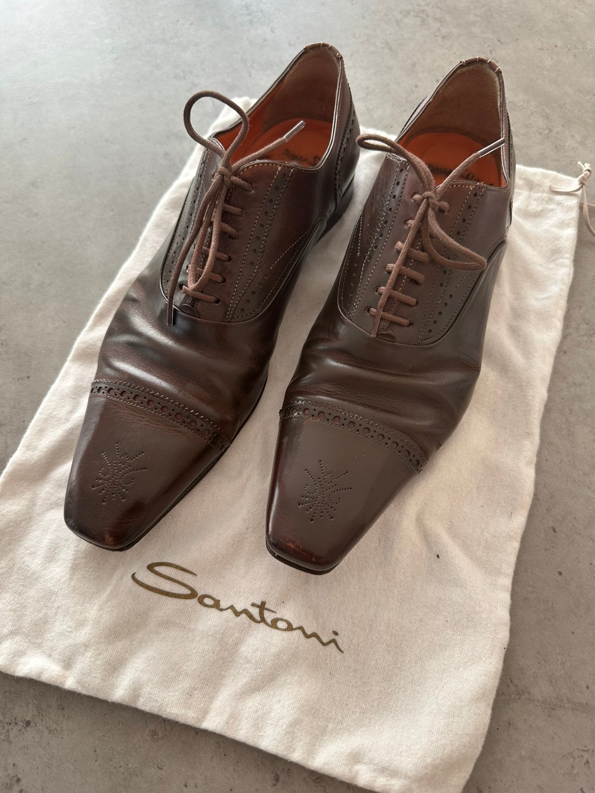 Santoni brogues maat 9, Kleding | Heren, Bruin, Ophalen of Verzenden, Gedragen, Veterschoenen