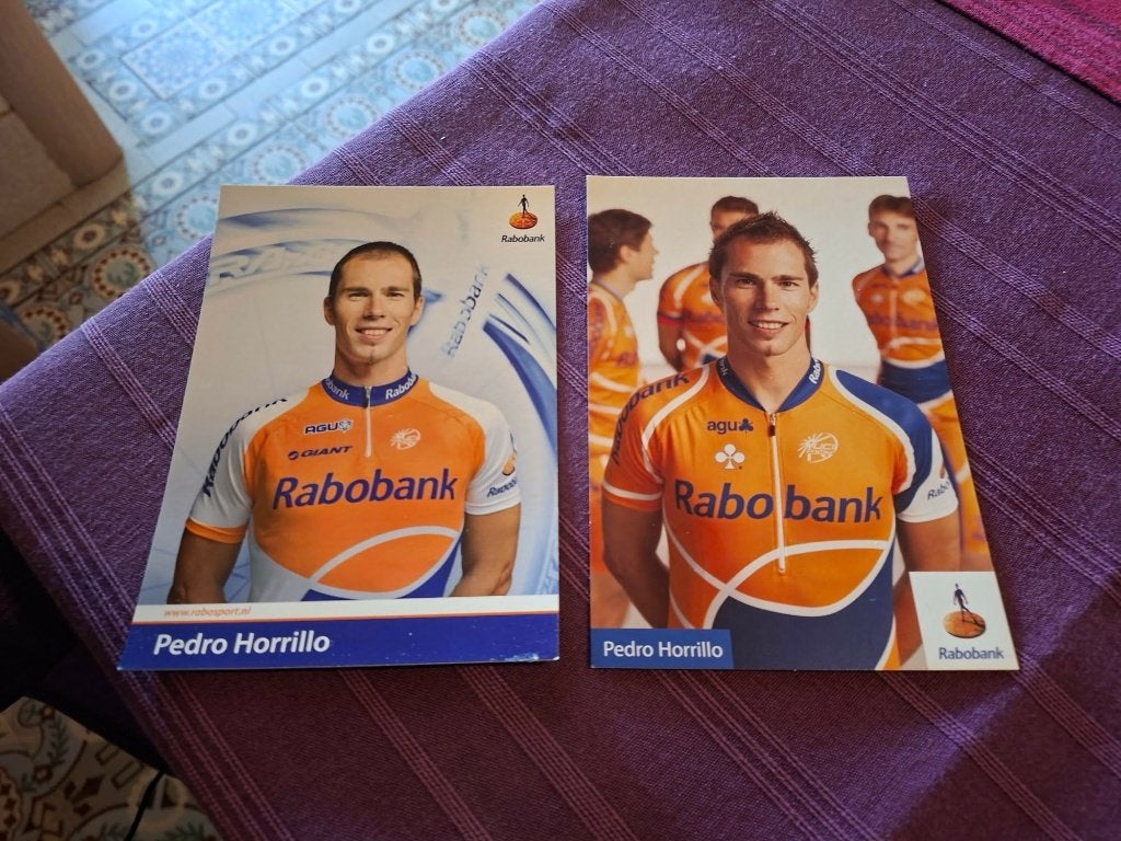 2 Wielerkaarten : Pedro Horrillo / Rabobank, Verzamelen, Ophalen of Verzenden, Gebruikt, Overige sporten, Poster, Plaatje of Sticker