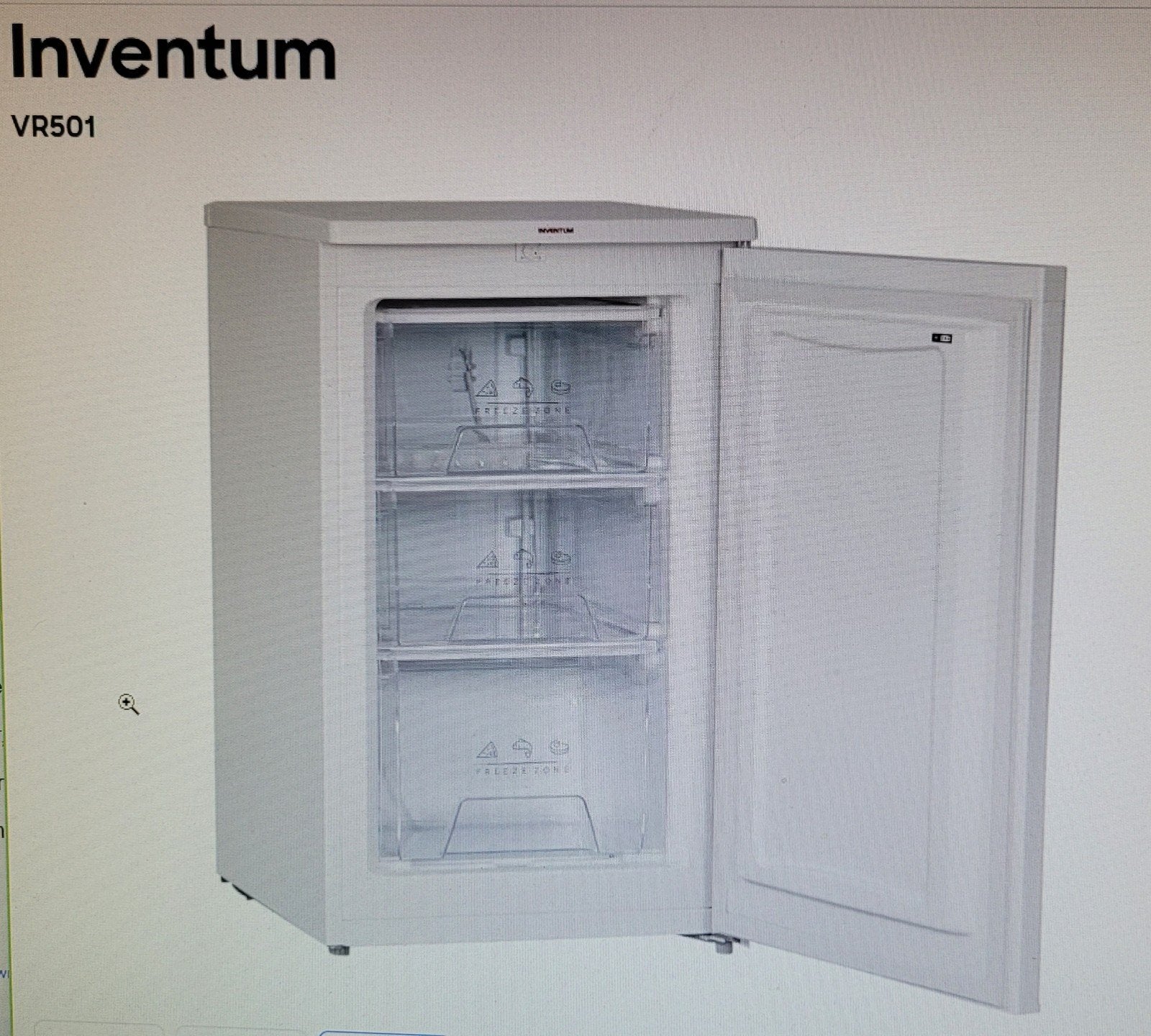 Vrieskastje Inventum VR501, in nieuwstaat, Minder dan 85 cm, Minder dan 60 cm, Zo goed als nieuw, Vrijstaand
