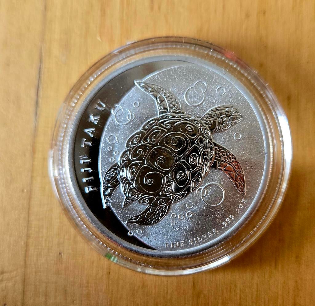 1 oz Zilveren Schildpad Fiji 2011 - .9999 Zilver, Postzegels en Munten, Edelmetalen en Baren, Ophalen of Verzenden