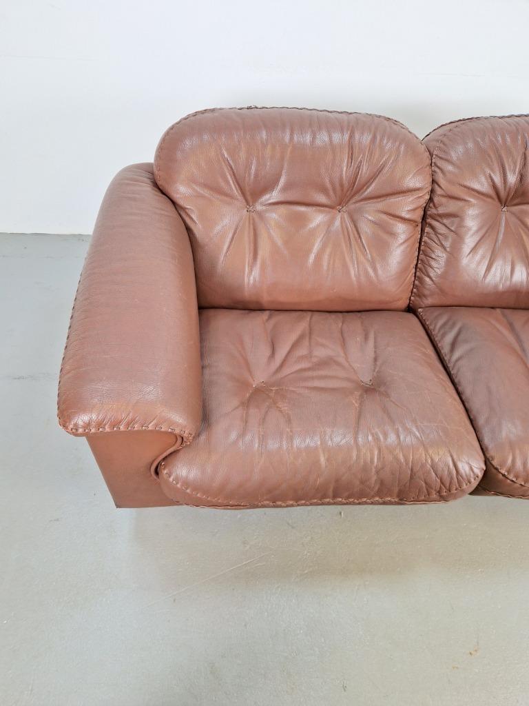 Vintage De Sede DS101 twee zitbank buffel leer 1970 Swiss, Ophalen, N, De Sede, 150 tot 200 cm