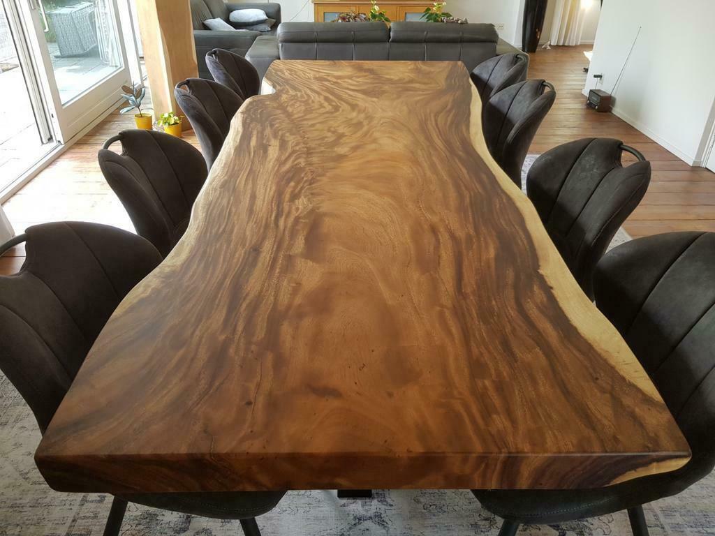 Tafel boomstamtafel suar boomstam tafel metalen onderstel, 100 tot 150 cm, Ophalen of Verzenden, Vijf personen of meer, Nieuw