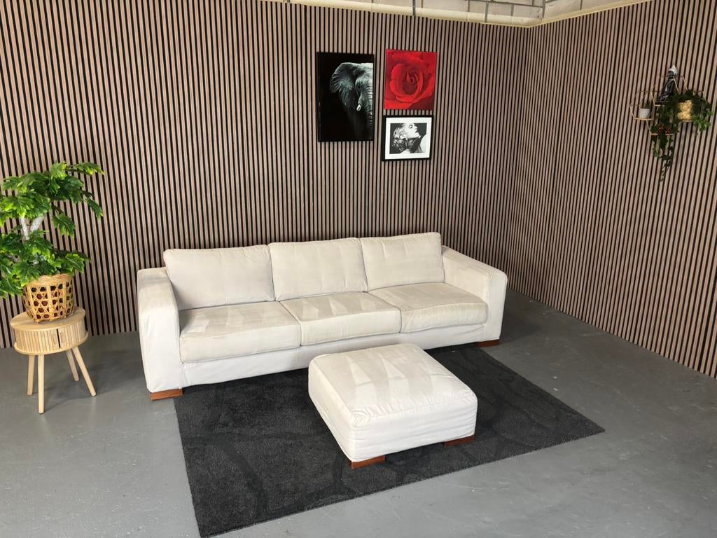 GRATIS LEVERING Linteloo Bank + Poef 265x100 REFURBISHED, 250 tot 300 cm, 100 tot 125 cm, Ophalen of Verzenden, Zo goed als nieuw