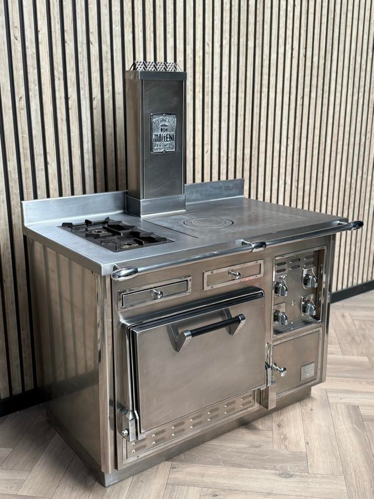 Prachtig Molteni Fornuis Inox 120cm + Gasoven, Witgoed en Apparatuur, Fornuizen, Warmhoudplaat, 60 cm of meer, Ophalen of Verzenden