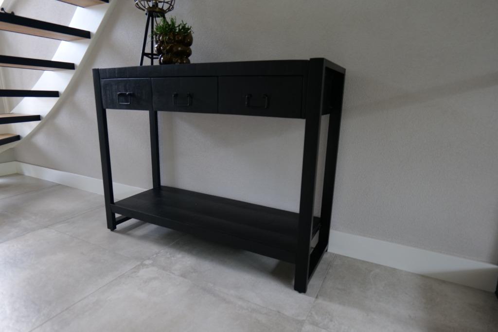 Nieuwe mooie sidetables in 120 en 100cm in de kleur zwart., Huis en Inrichting, Tafels | Sidetables, Overige houtsoorten, 100 tot 150 cm