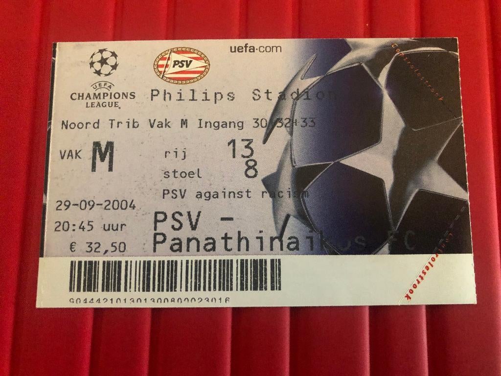 ⚽ Ticket CL PSV - Panathinaikos 2004/2005 ⚽, Ophalen of Verzenden, Zo goed als nieuw, PSV, Overige typen