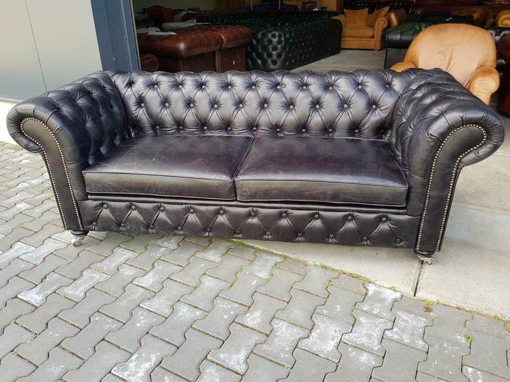 Foto 2 van NIEUWE Chesterfield bank vintage zwart + GRATIS BEZORGD