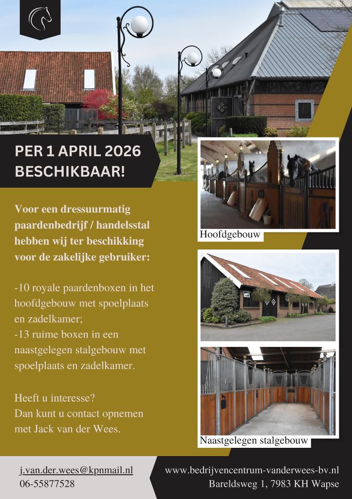 Te huur voor een dressuurmatig paardenbedrijf, Dieren en Toebehoren, Stalling en Weidegang