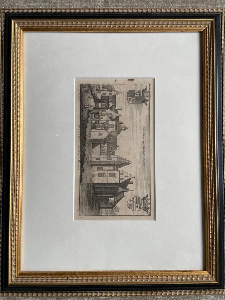 Prent kopergravure boxtel kasteel stapelen, Antiek en Kunst, Kunst | Etsen en Gravures, Ophalen
