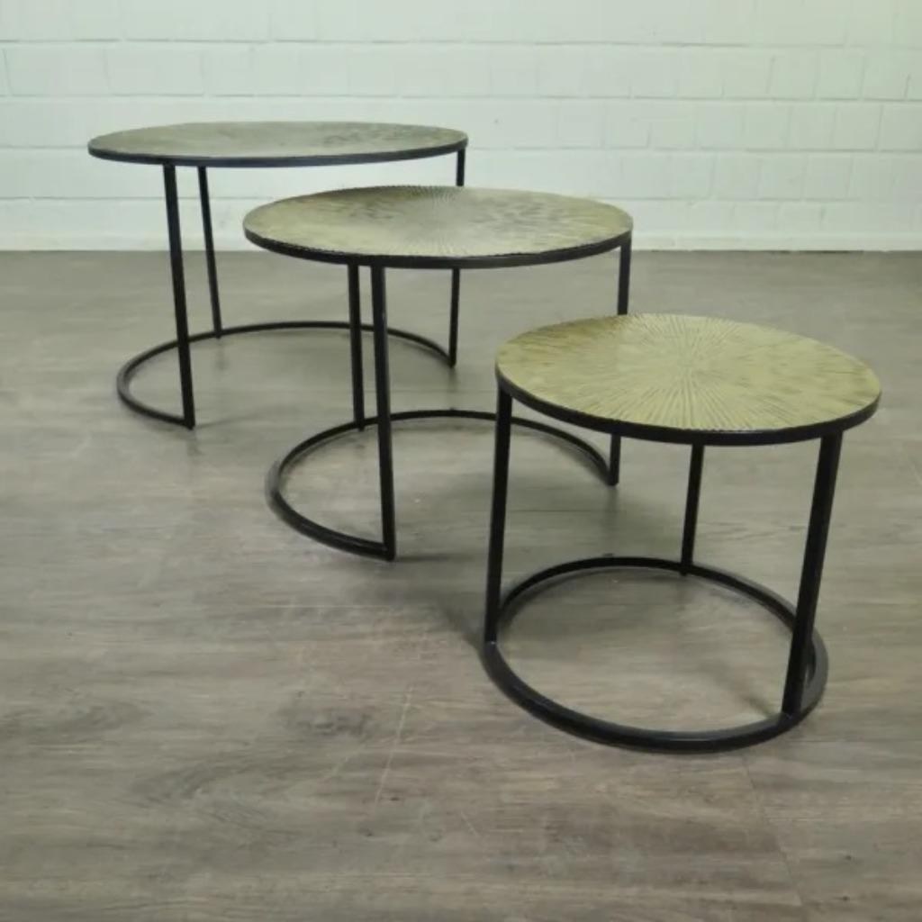24374 Set Salontafels Metaal, Ophalen, 50 tot 100 cm, Rond, Nieuw