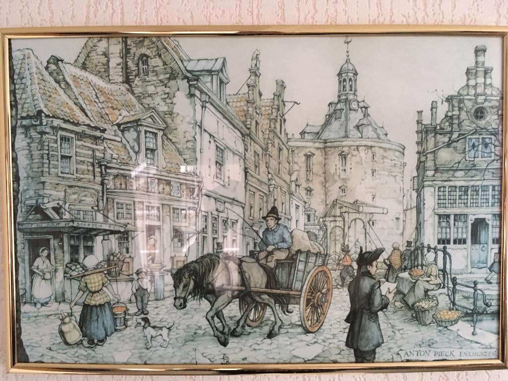 Litho/Schilderij Dromedaris Enkhuizen in Lijst, Antiek en Kunst, Ophalen of Verzenden