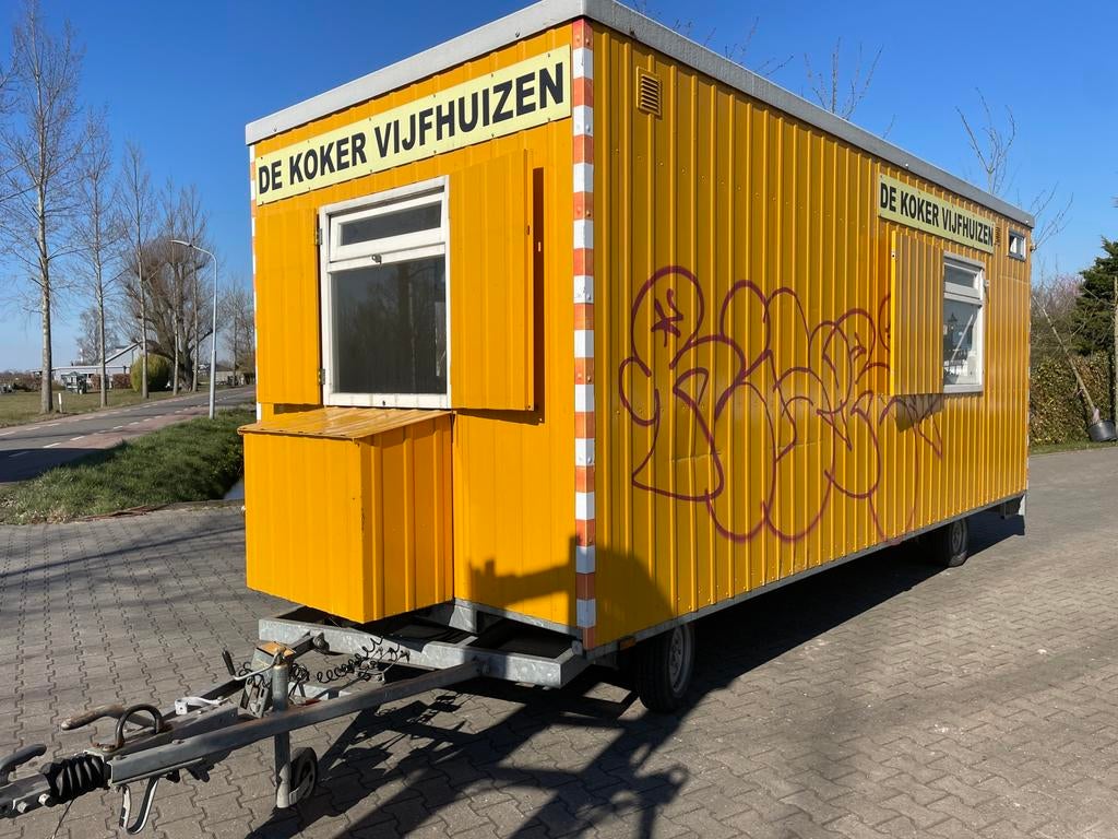 6 meter snelverkeer schamel schaftwagen met toilet, Ophalen of Verzenden