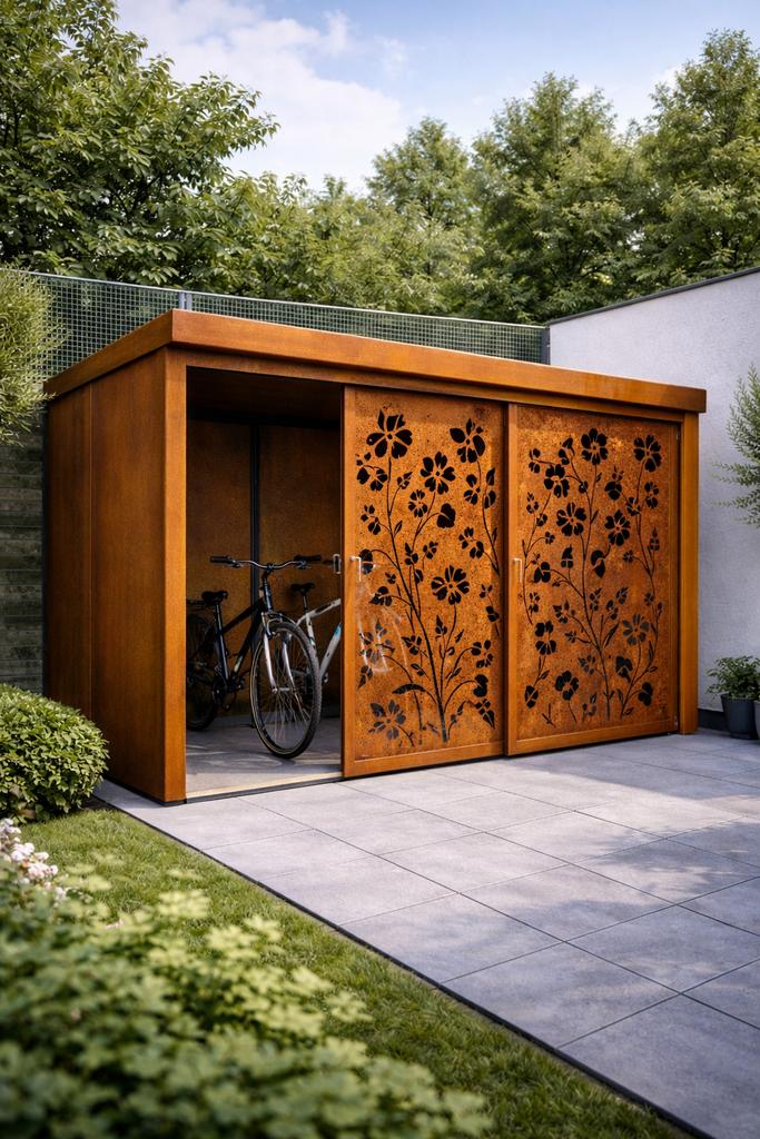 Cortenstaal fietsenberging op maat scherpe prijzen, Tuin en Terras, Ophalen, Zo goed als nieuw, Metaal