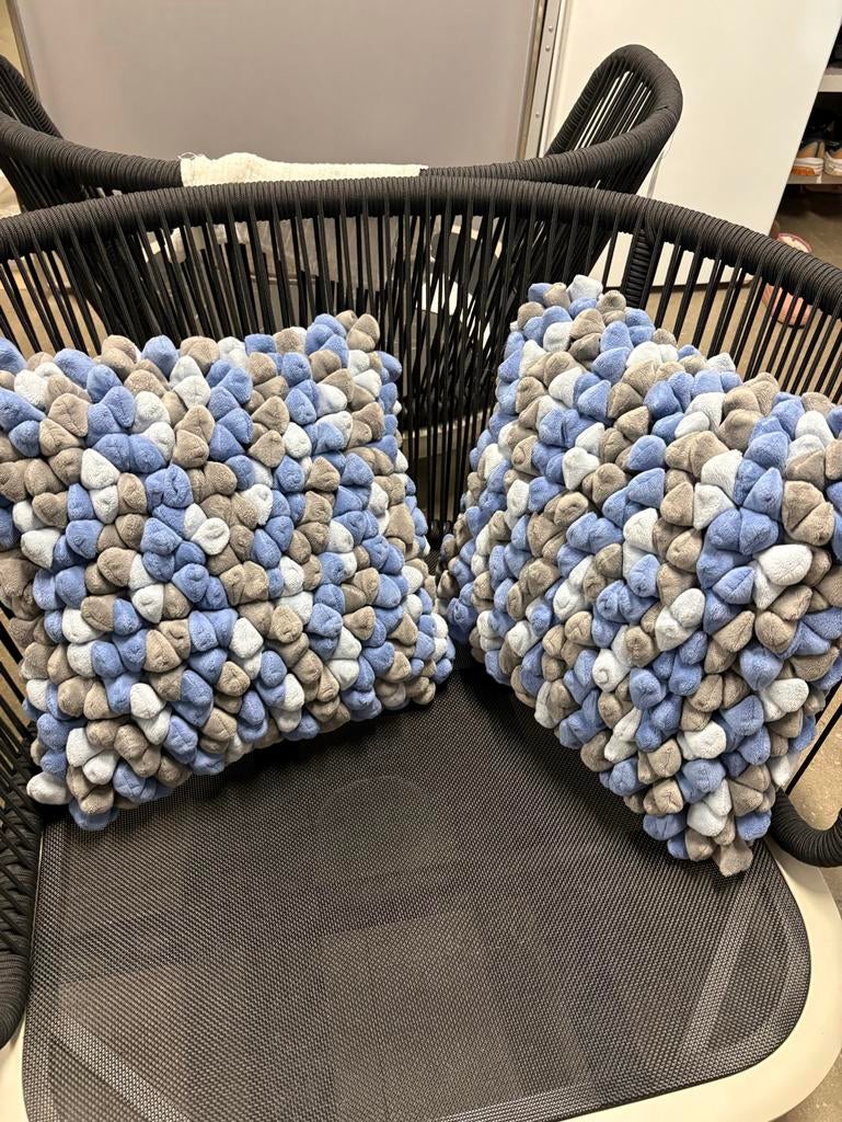 Blauwe Sierkussens - Set van 2 pebble, Ophalen, Zo goed als nieuw, Blauw, Vierkant