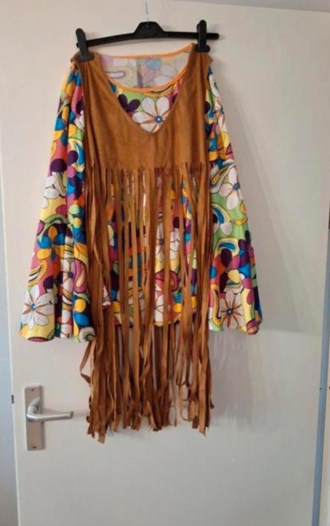 Flower Power Blouse Maat L/XL met Franjes, Maat 42/44 (L), Ophalen of Verzenden, Kleding, Overige thema's