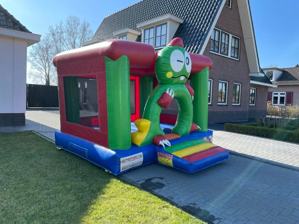 Kikker springkussen te huur voor de kleinere kids, Hobby en Vrije tijd, Feestartikelen | Verhuur, Zo goed als nieuw, Overige, Ophalen