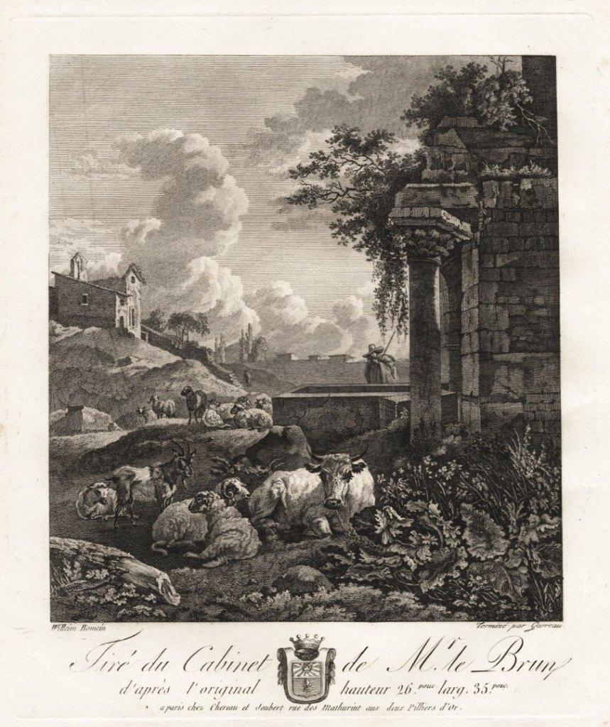 Italianiserend landschap – gravure naar W. Romeyn ca. 1780, Verzenden