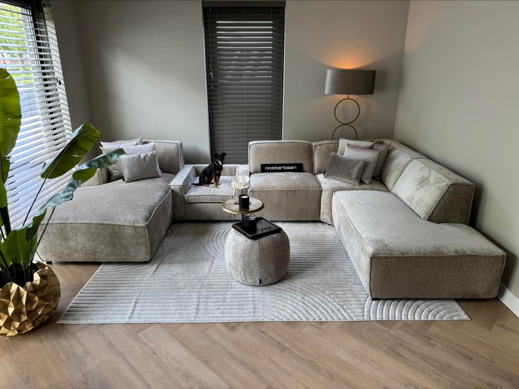 Luxe Velvet Teddy U-bank Richard + Dog Option 190x370x240cm, Info@oosterbaanwonen.nl, Venus 31 8448CE Heerenveen, Hoekbank, Oosterbaan Wonen