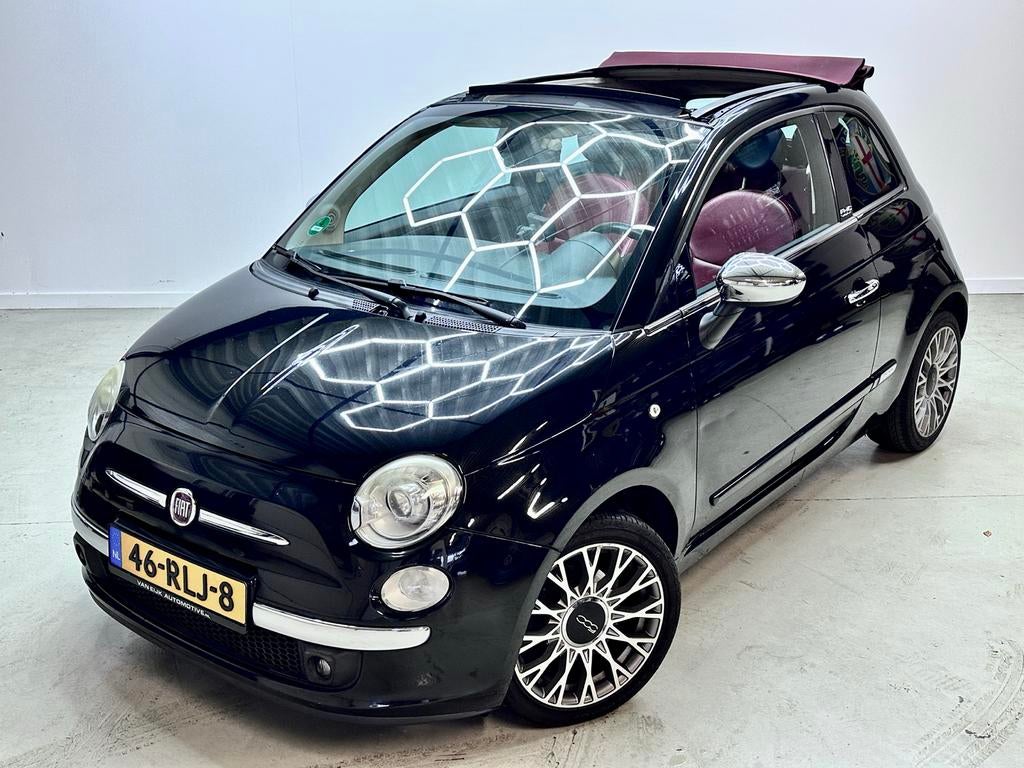 Fiat 500c cabrio leer mooie auto, Auto's, Fiat, 31 €/maand, Cabriolet, Zwart, 24 km/l