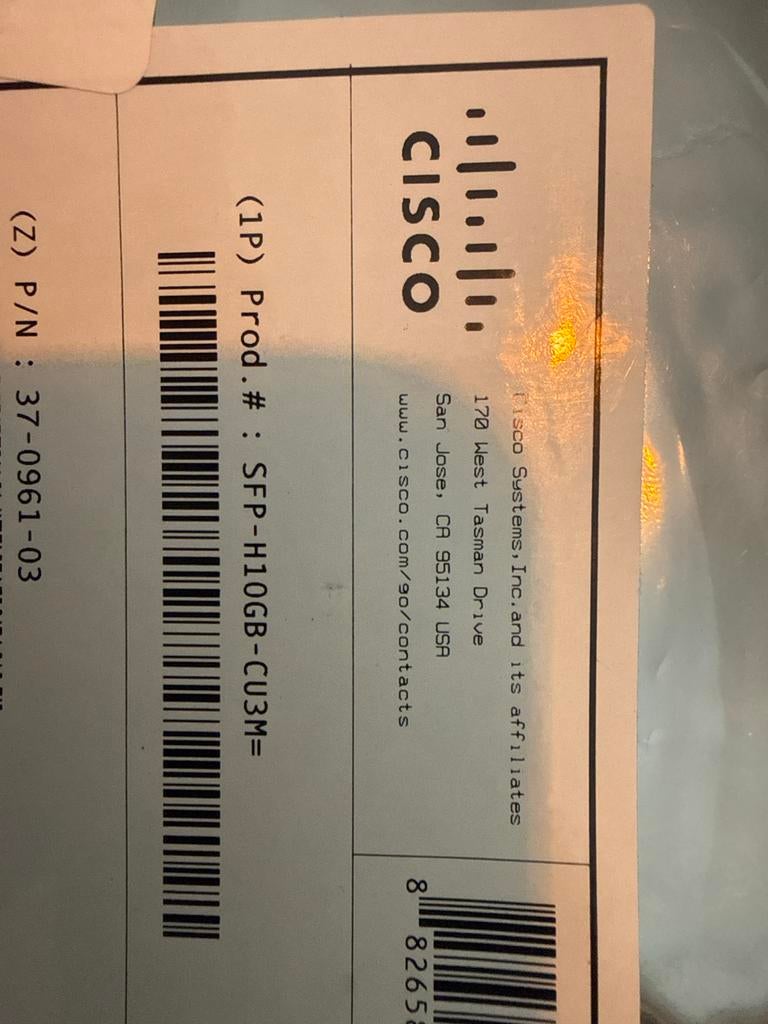 Cisco SFP-H10GB-CU3M Kabel - Nieuwstaat, Ophalen of Verzenden, Zo goed als nieuw