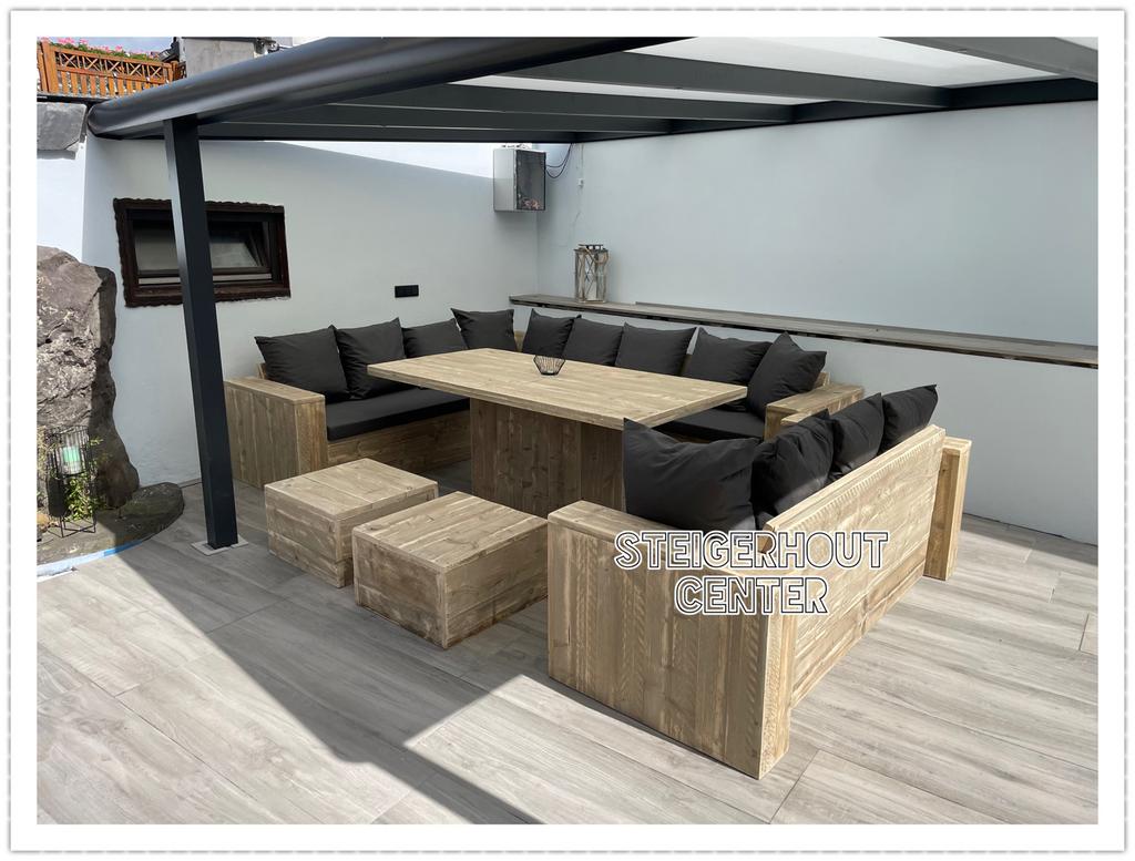 Robuuste Tuin Meubelen Steigerhout Loungeset Loungebank Bank, Verzenden, Steigerhout, Nieuw, Eettafel