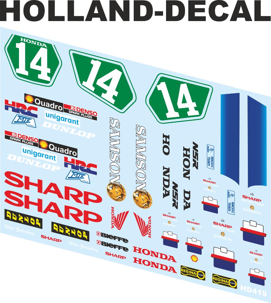 Decals Honda NSR250 Wilco Zeelenberg 90 Nurburgring win 1/12, Overige merken, Nieuw, Ophalen of Verzenden, Groter dan 1:32