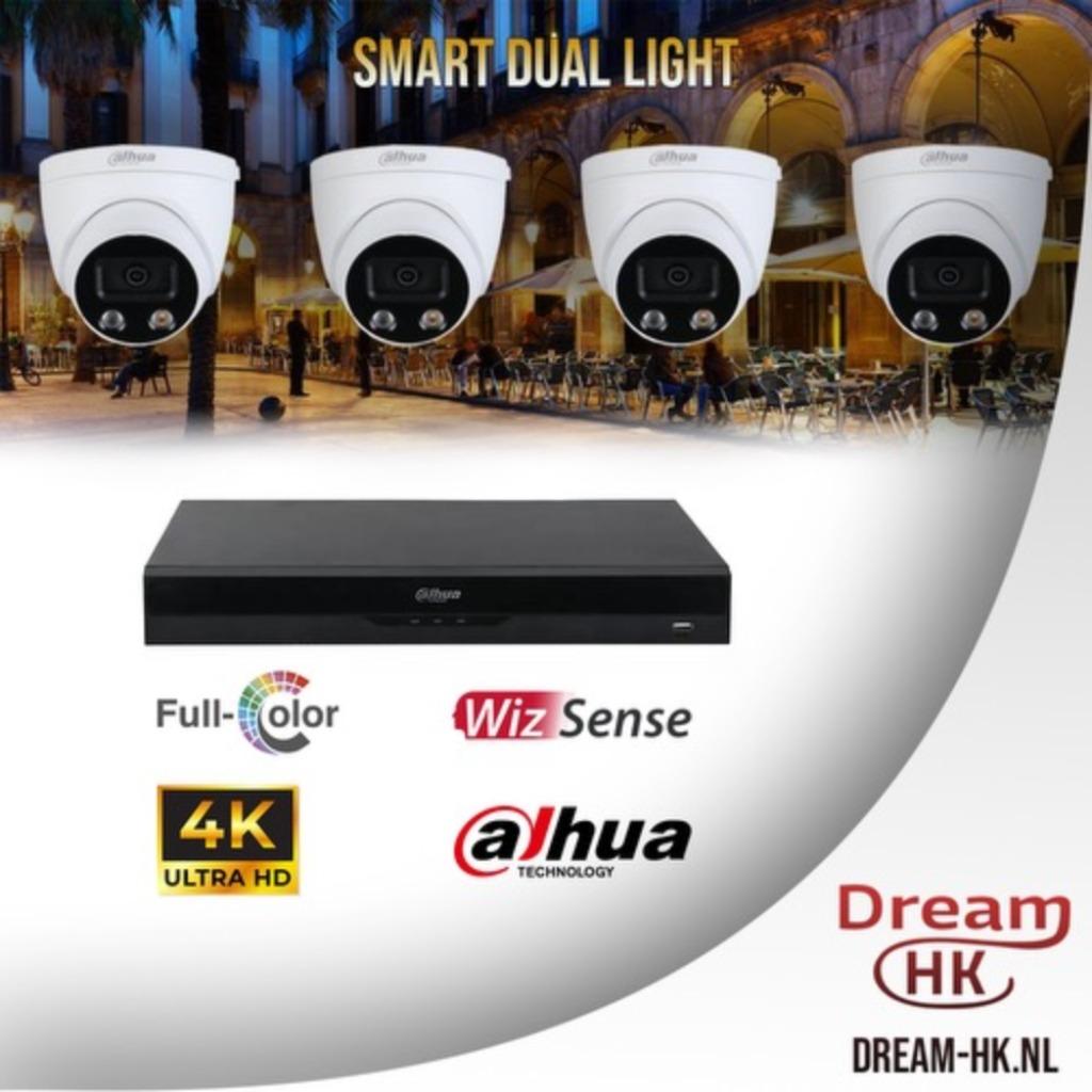 8MP Dahua WizSense Smart Dual Light Full Color 4CH IP PoE, Audio, Tv en Foto, Videobewaking, Ophalen of Verzenden, Nieuw, Buitencamera