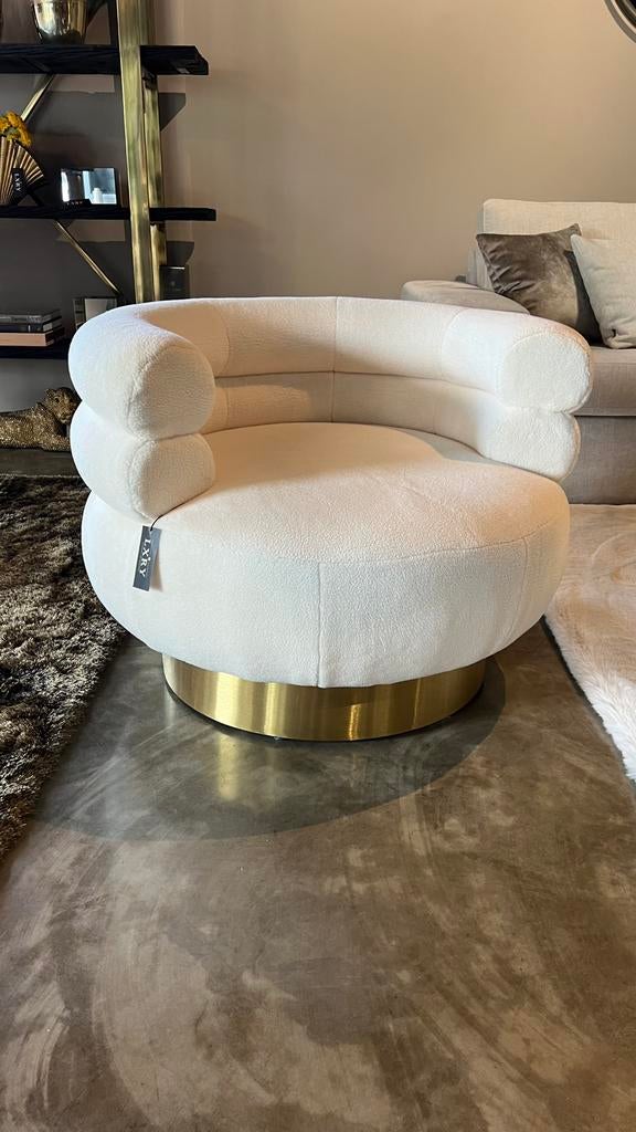 Richmond draaifauteuil Fayah - teddy white, Ophalen of Verzenden, Nieuw, Stof, 75 tot 100 cm