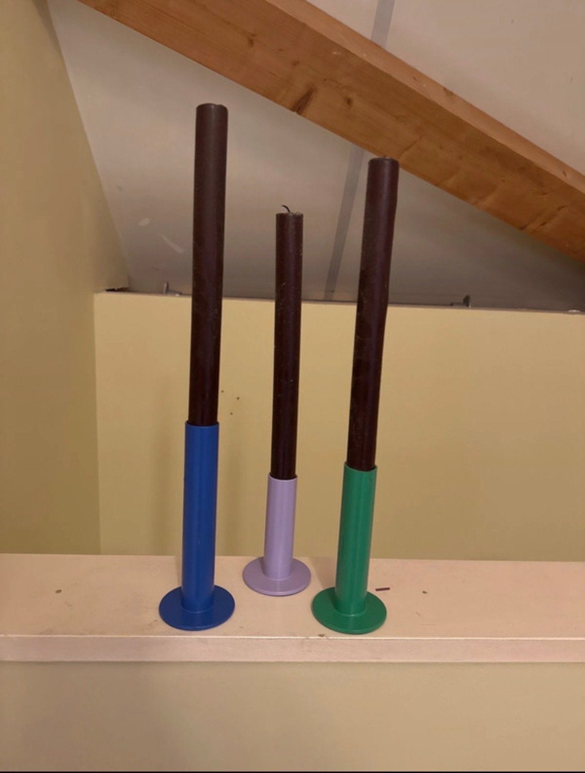 Set van 3 kaarsen met gekleurde houders - ikea tuvkornell, Kunststof, Gebruikt, Meerkleurig, Ophalen of Verzenden